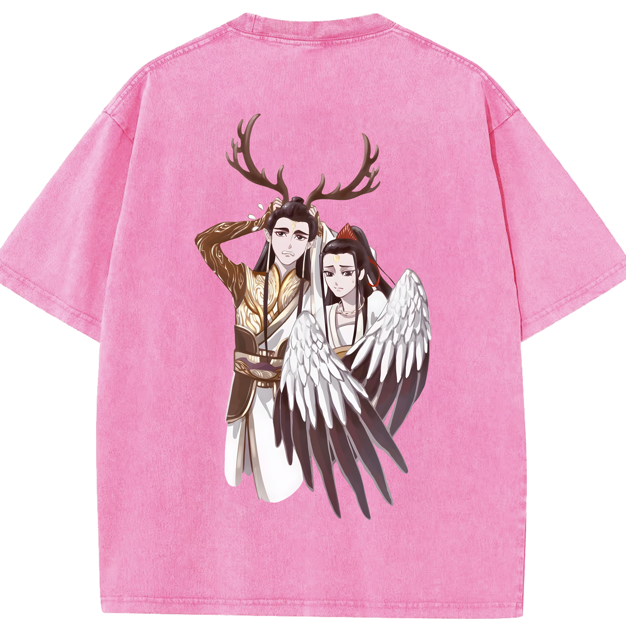 （画像用） Ne Zha 2 ナタ 魔童の大暴れ 綿100% ヴィンテージ風 半袖Tシャツ（背面プリント）